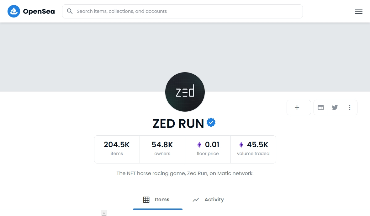 ZED RUN коллекция opensea