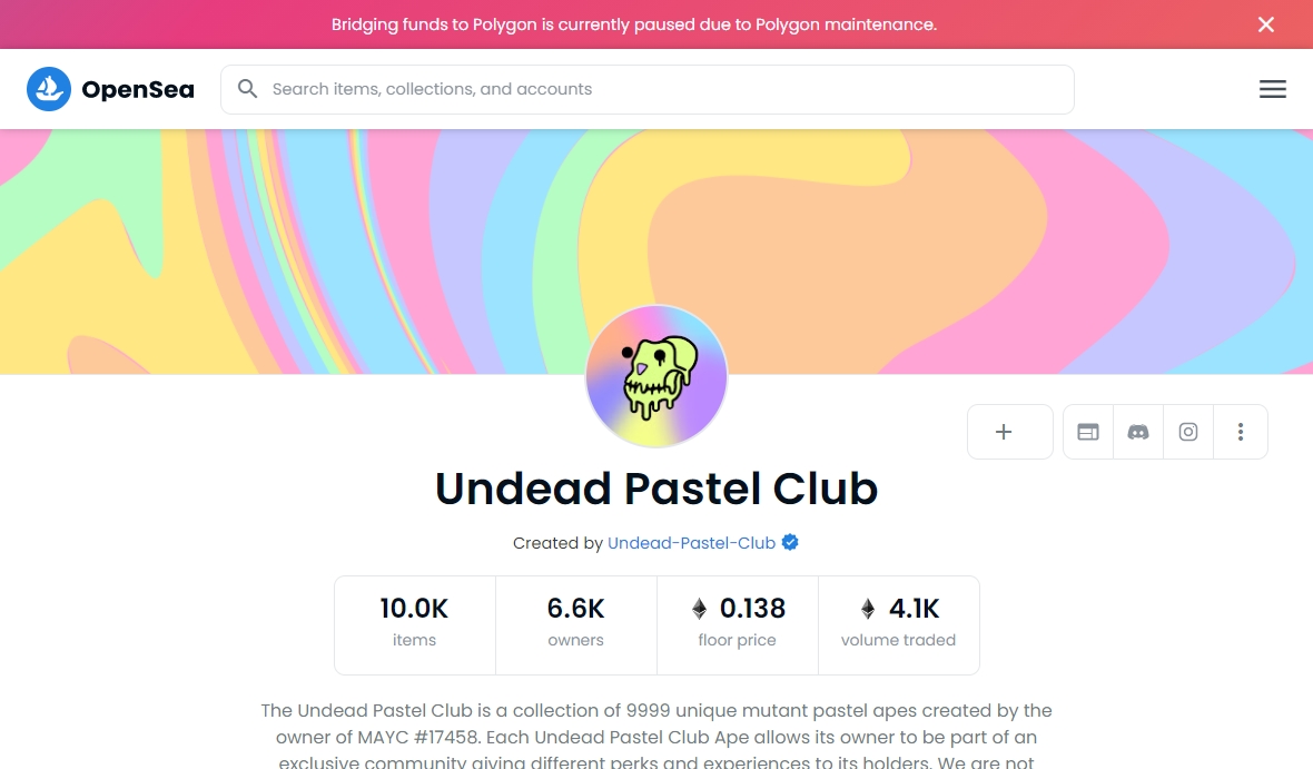 Undead Pastel Club opensea