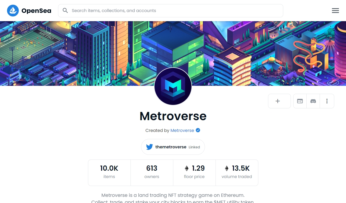 Metroverse коллекция nft игры
