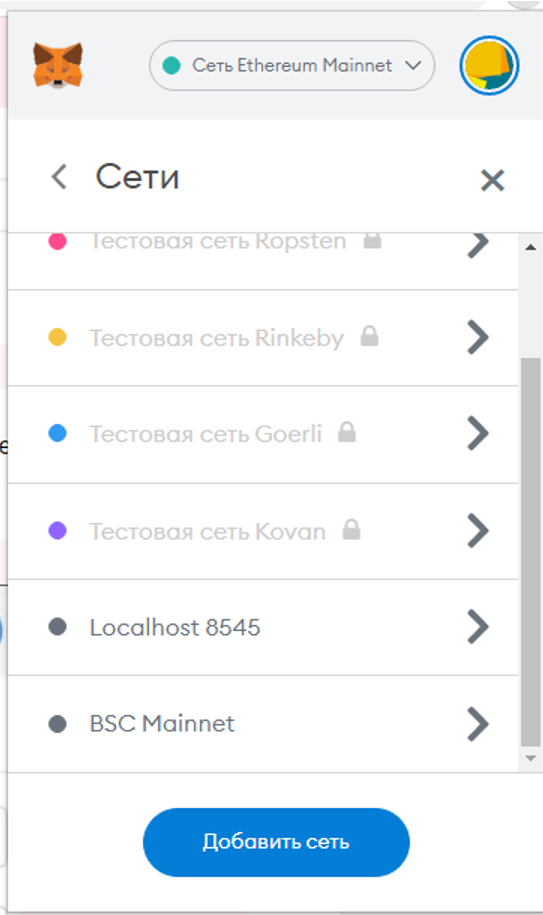 MetaMask тестовая сеть